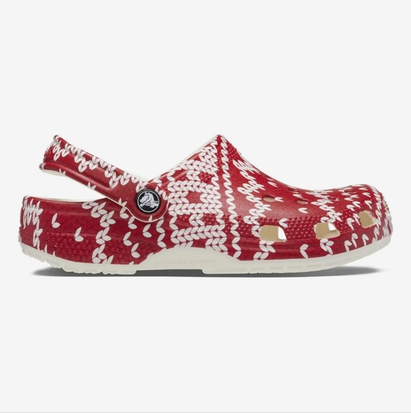Crocs Ugly Sweater Holiday Classic Unisex Red White M 6 8 9 10 W 7 9 10 11 New - Picture 6 of 11